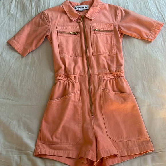 L.F. Markey Danny Playsuit in Coral Pink US 2 - Picture 4 of 10